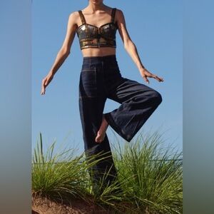 Artclub x Outland Denim dark rinse Rossini Jeans high waisted wide leg sz L